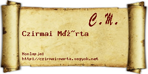 Czirmai Márta névjegykártya
